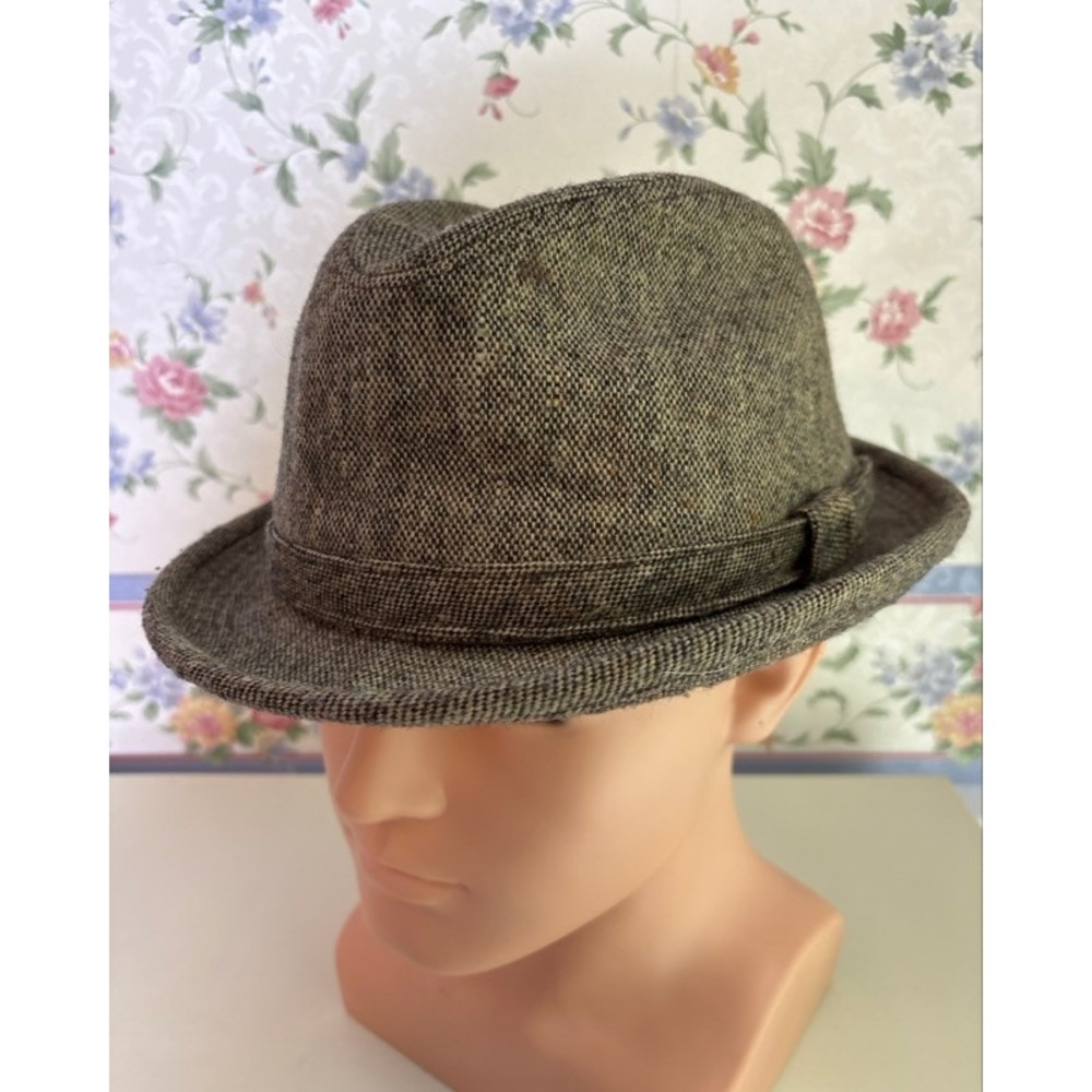 Wadsworth Mens Brown Tweed Fedora Trilby Hat Wool Blend Large 7 1/4 - 7 3/8